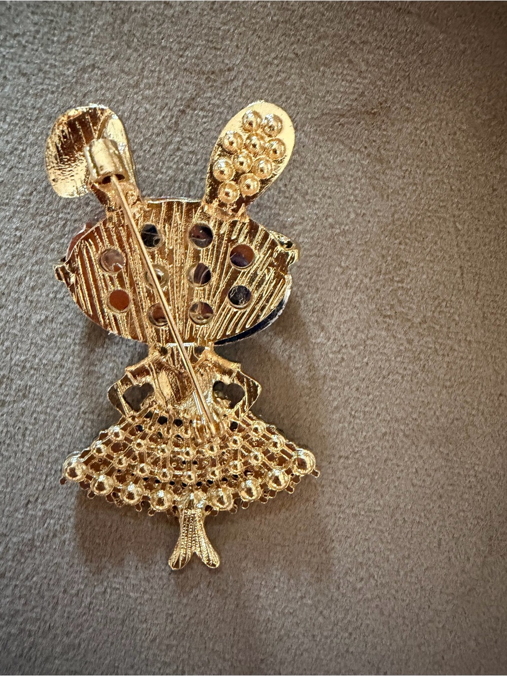 Crystal Bunny Brooch Pin in Blue and Gold - Picture 2 of 2